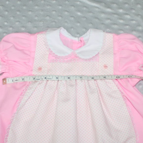 Pink vintage baby girl dress pinafore 12 months - Picture 15 of 16